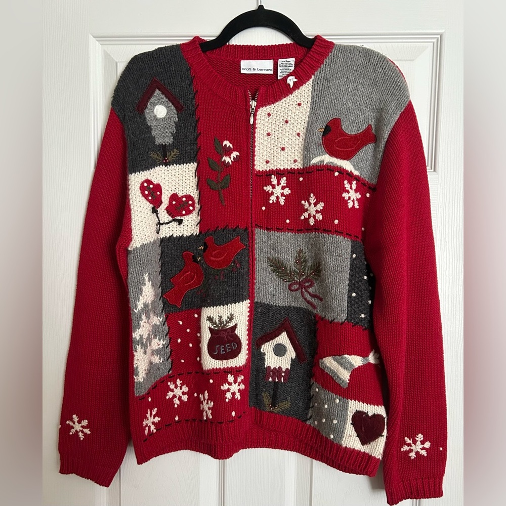 Croft & Barrow Women’s Size Small Knit Embroidered Christmas Holiday Sweater